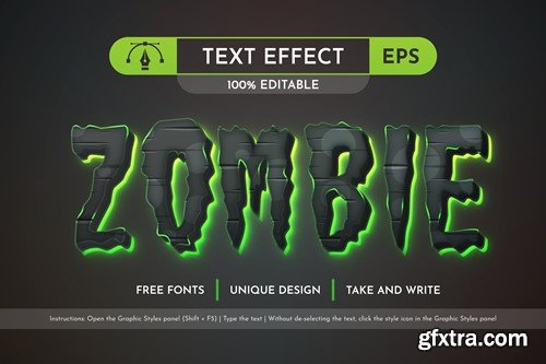 Zombie - Editable Text Effect, Font Style XBUUWRE Zombie - Editable Text Effect, Font Style XBUUWRE