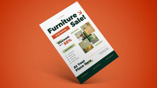 Green Geometric Furniture Sale Flyer Set 003