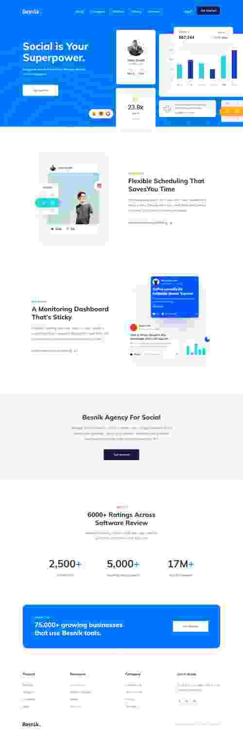 UIHut - Social Media Management Landing Page  - 8402