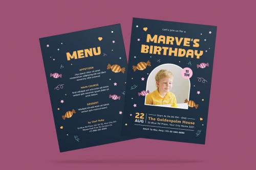 Sweet Candynies Birthday Invitation Template