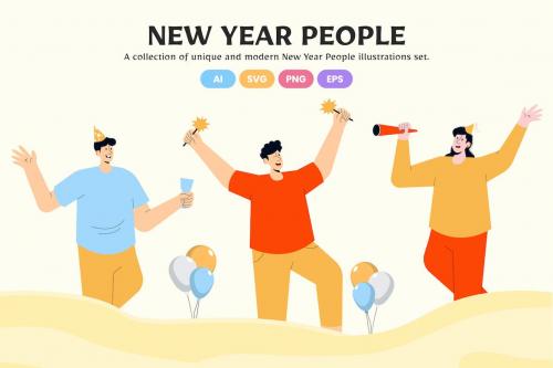 Celebration New Year People Illustration