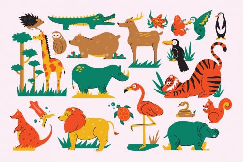 Cream Flat Design World Wildlife Day Illustration
