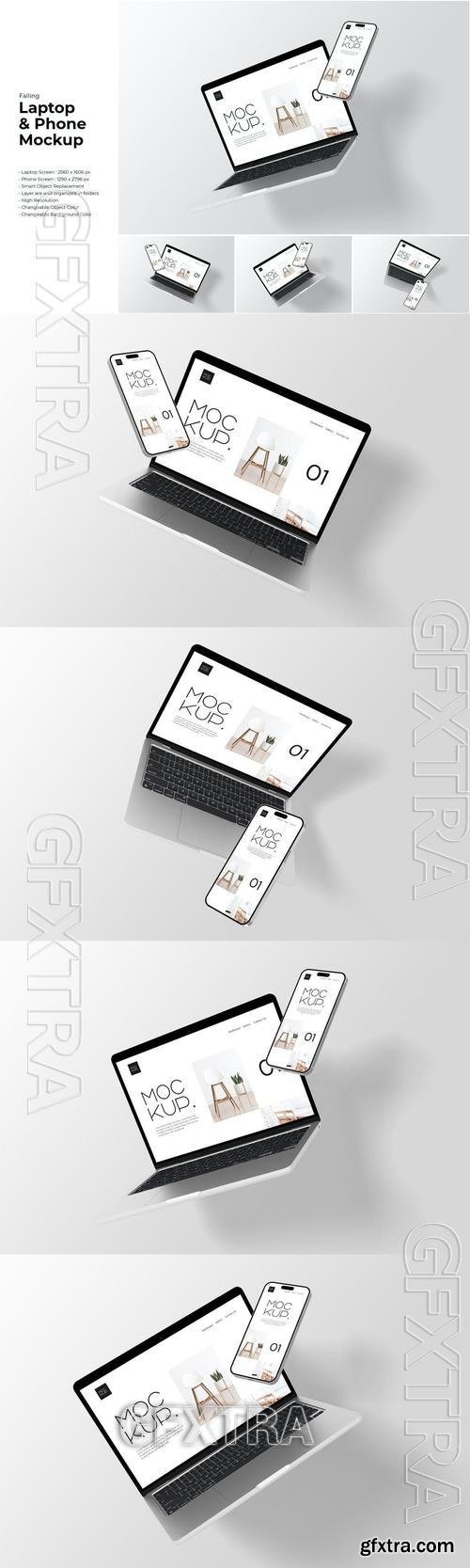 Falling Laptop And Phone Mockup UBWNJDF Falling Laptop And Phone Mockup UBWNJDF
