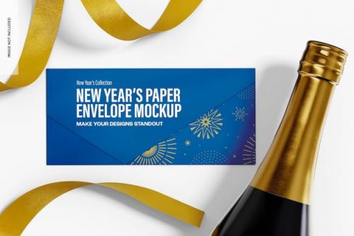 New Years Paper Envelope Mockup