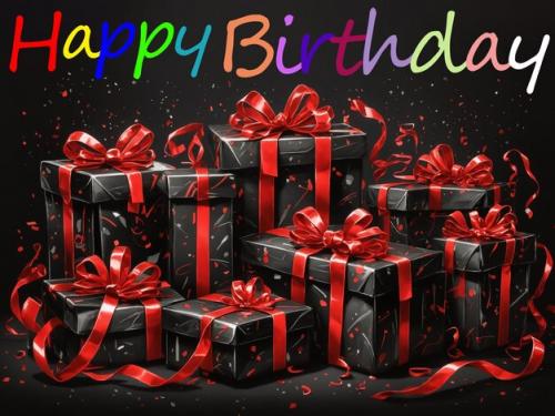 Happy Birthday Card With Gift Boxes And Confetti Vector Illustration