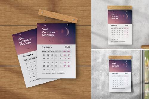 Elegant Wall Calendar Psd Mockup Set Elegant Wall Calendar Psd Mockup Set