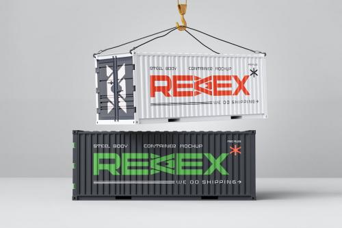 Logistic Shipping Spreader Crane Container Mockup