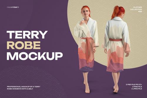 2 Mockups of a Terry Long Robe