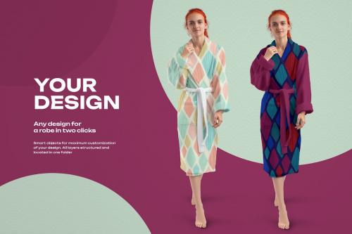 2 Mockups of a Terry Long Robe
