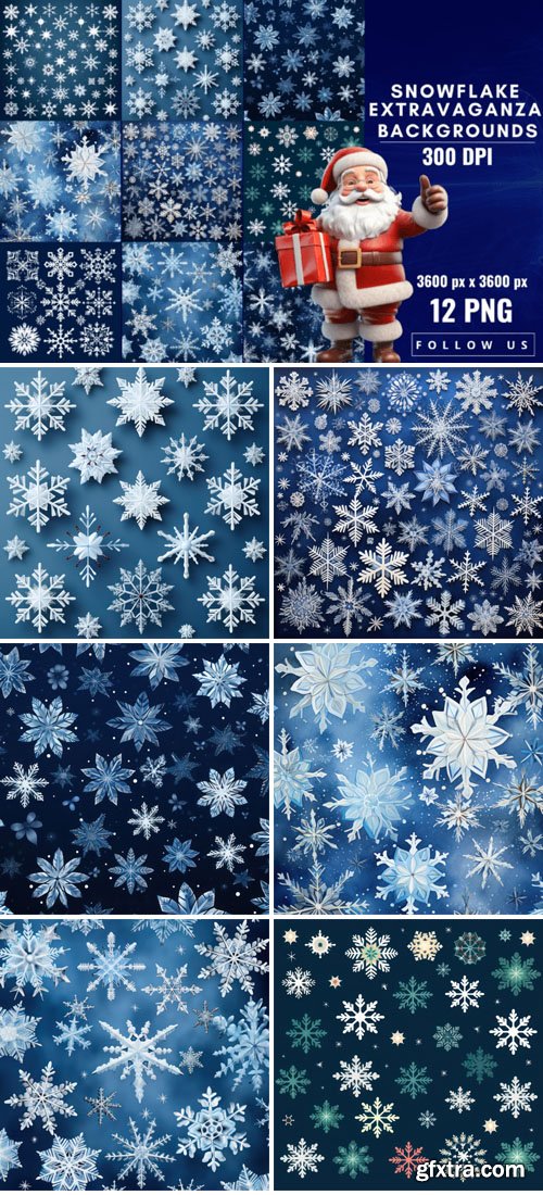 12 Snowflake Extravaganza Backgrounds Pack