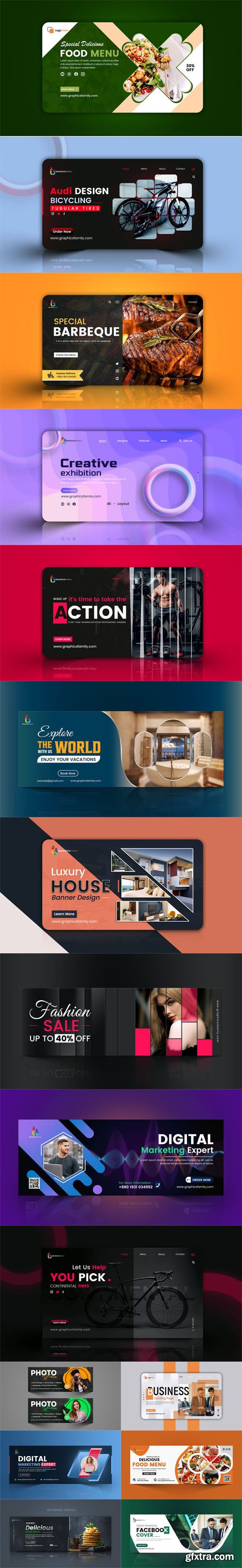 15+ Web Banners & Facebook Covers - Advertising PSD Templates Collection
