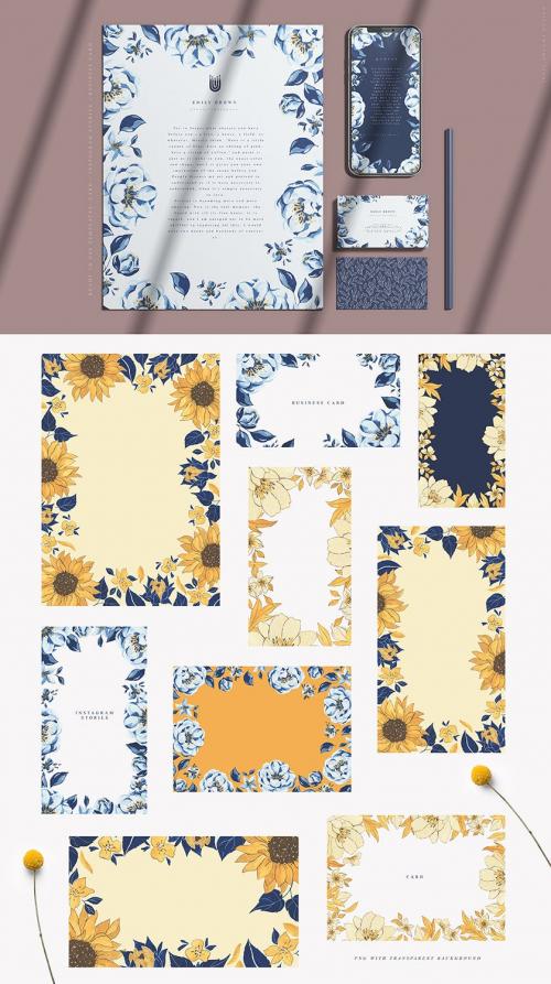 Arles Textured Flowers Vector Illustrations Woman