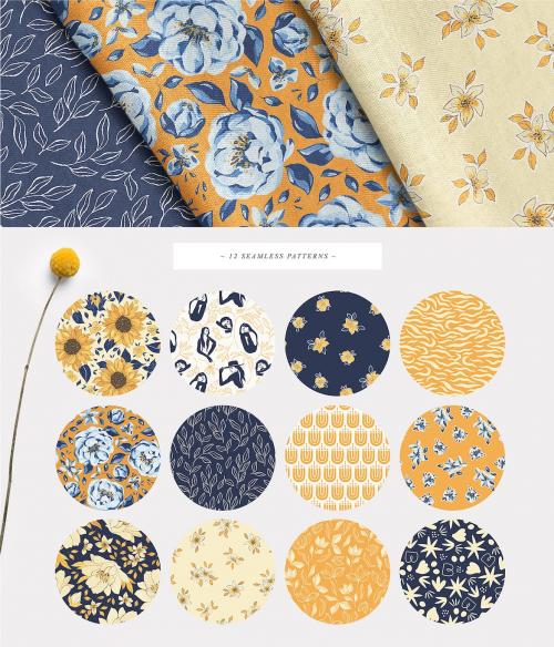 Arles Textured Flowers Vector Illustrations Woman