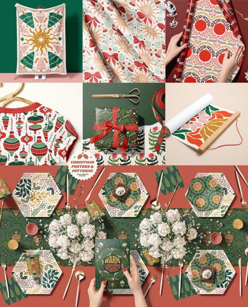Christmas Posters Patterns Holidays Xmas New Year