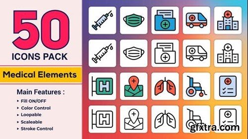 Videohive Dual Icons Pack - Medical Icons 50037555
