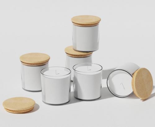 Candles with Wooden Lid Mockup Candles with Wooden Lid Mockup