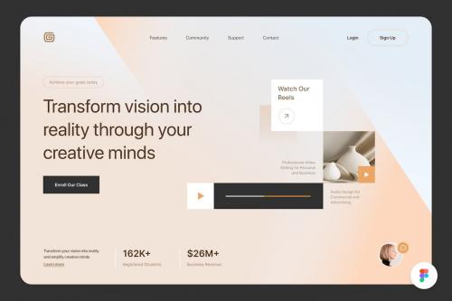 Creative Online Course Hero Section Website