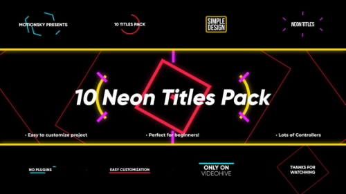 10 Neon Titles Pack | Premiere Pro - 50015534