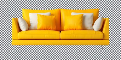Luxury Modern Yellow Sofa Isolated On A Transparent Background