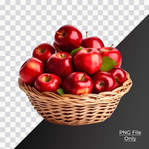 Psd Wicker Basket Fresh Apple Soft Smooth Lighting Only Png Premium Psd