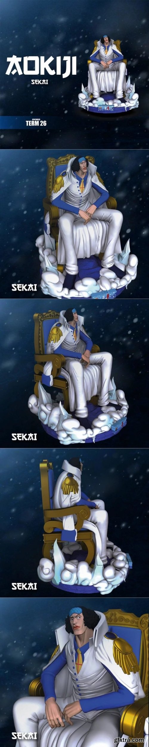 Sekai – Aokiji Statue and Bust – 3D Print Model