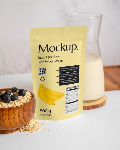 Close Up On Porridge Packaging Mockup Close Up On Porridge Packaging Mockup