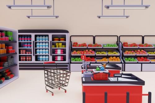 3d Illustration Of Supermarket 3d Illustration Of Supermarket