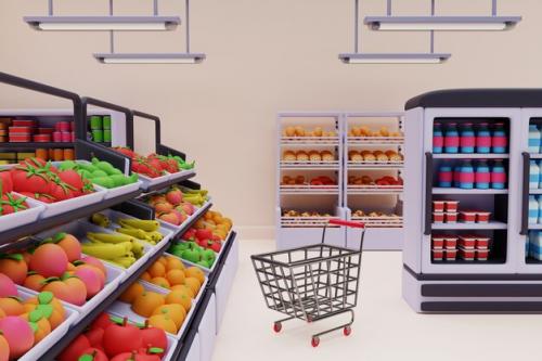3d Illustration Of Supermarket 3d Illustration Of Supermarket