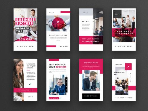 Multipurpose Social Media Layout Set with Red Overlays - 335100158