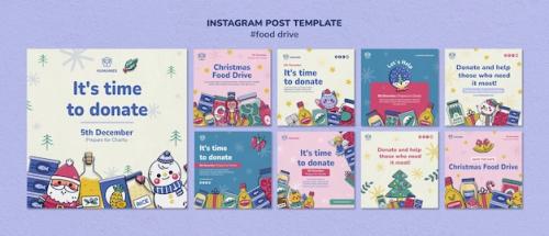 Food Drive Event Instagram Posts Template
