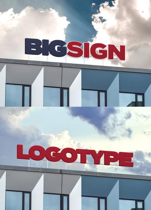 Big Sign Logo Mockup on Building Roof - 339615671