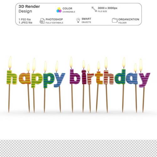 Happy Birthday Candles Mockup 3d Modeling Psd File Realistic Birthday Candles