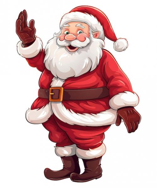 Santa Claus Waving Hand Isolated On White Background Ai Generative