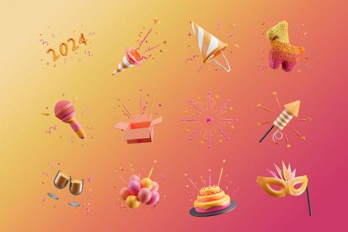 3D New Year Icon