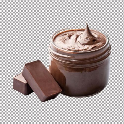 Chocolate Spread With Chocolate Segment On White Backgrounds