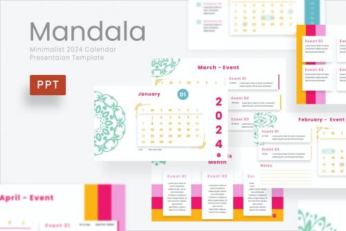 Mandala Calendar 2024 Powerpoint Template