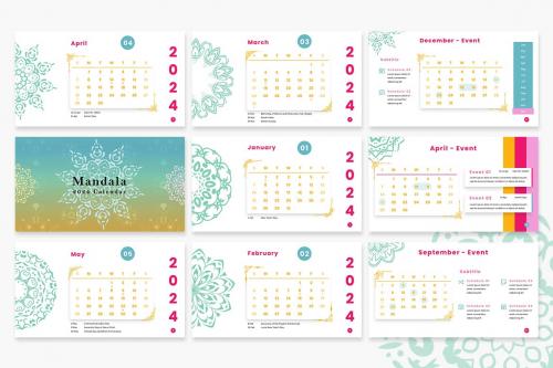 Mandala Calendar 2024 Powerpoint Template