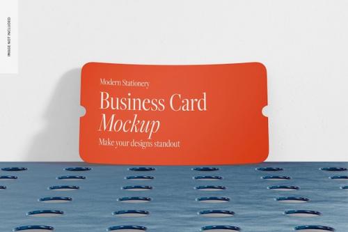 Business Card With Metallic Panel Mockup Front View