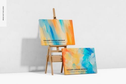 75 Landscape Art Canvas With Easel Mockup Side View