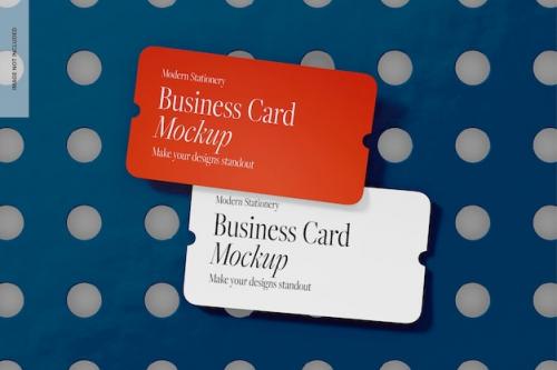 Business Cards With Metallic Panel Mockup Top View