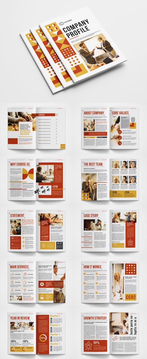 Company Profile Layout with Red and Yellow Accents - 351013510