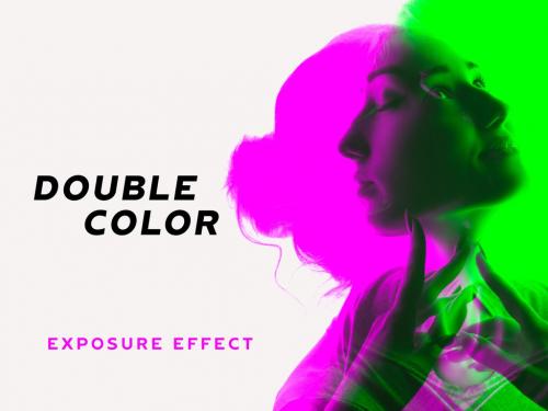 Double Color Exposure Photo Effect Mockup - 353215098