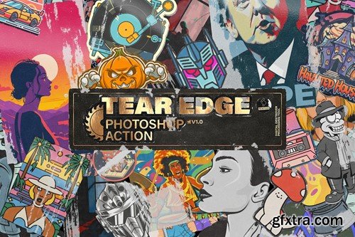 Tear Edge Sticker Poster Photoshop Action ESNBMUQ Tear Edge Sticker Poster Photoshop Action ESNBMUQ