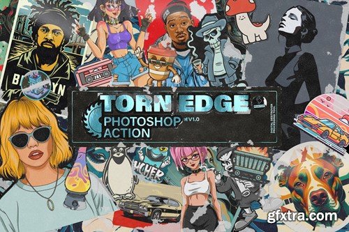 Torn Edge Sticker Poster Photoshop Action 24ZLWSJ Torn Edge Sticker Poster Photoshop Action 24ZLWSJ