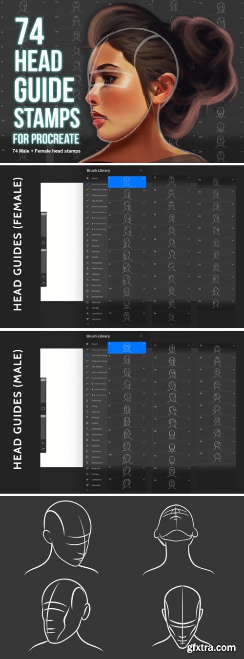 Head Guide Stamps for Procreate 88132901