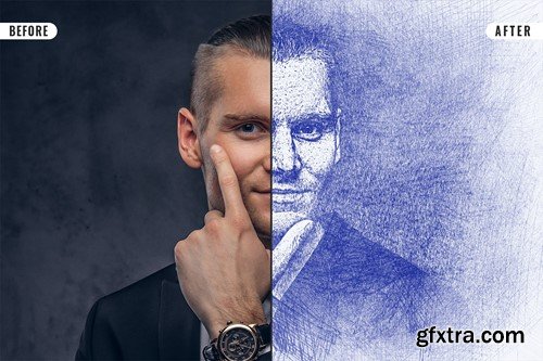 Blue Pen Sketch Effect BQQ6ECY Blue Pen Sketch Effect BQQ6ECY