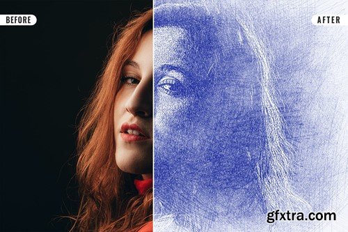 Blue Pen Sketch Effect BQQ6ECY Blue Pen Sketch Effect BQQ6ECY