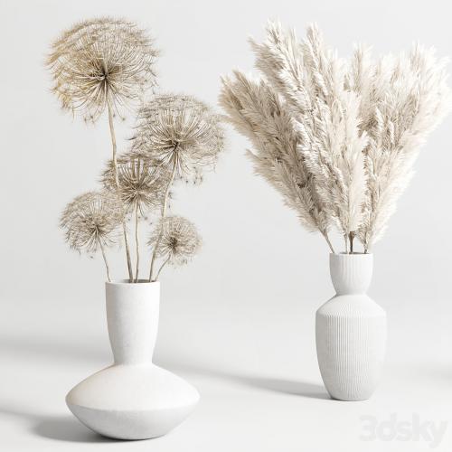 bouquet 13 concrete vse plant pampas and dry hogweed dry leaves