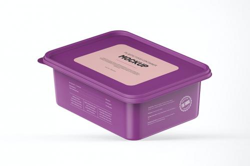 Plastic Food Container Box Mockup With Lid