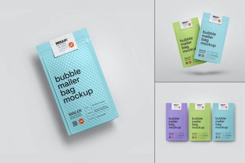 Bubble Wrap Mailer Bag Packaging Mockup Set